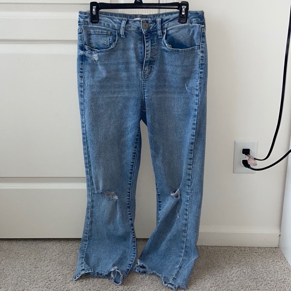 So high waisted ripped jeans